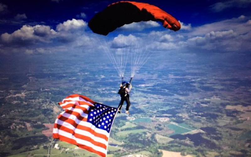 One of U.S. Army Sgt. Major Heath Trost's most memorable moments: "flying the colors under canopy".